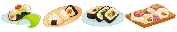 Vector illustration of Food Illustration. Japanese food. Vector Illustration