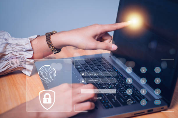 istock Business protecting data personal information. Cyber security network and fingerprint identification to access data,Internet security and data protection concept. 2027764462