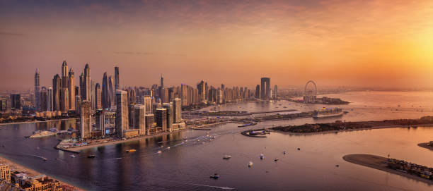 istock Panoramic sunset view of the modern Dubai Marina 2027808565