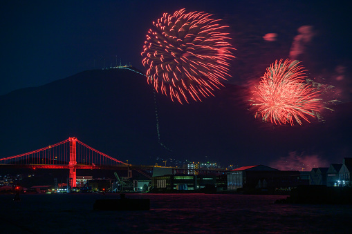 July 29, 2023, Japan: Kukinoumi Fireworks Festival held in Dokai Bay, Kitakyushu City, Fukuoka Prefecture