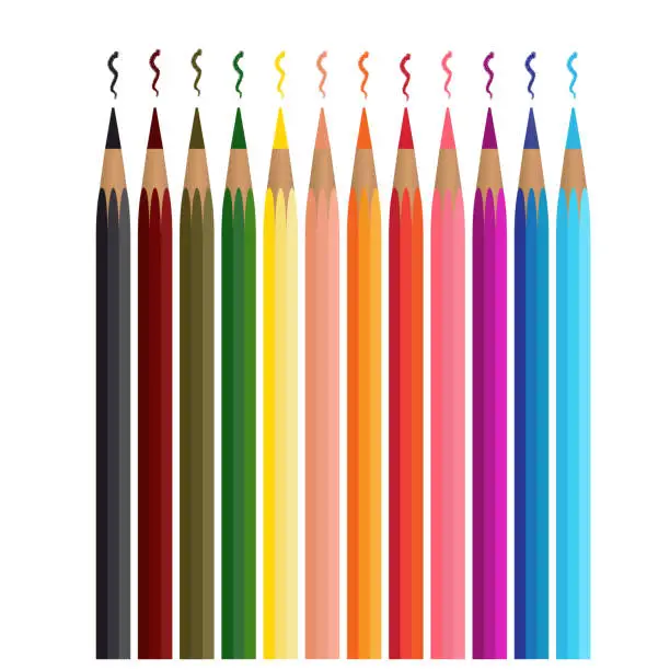 Vector illustration of Vector colored pencils on a white background.