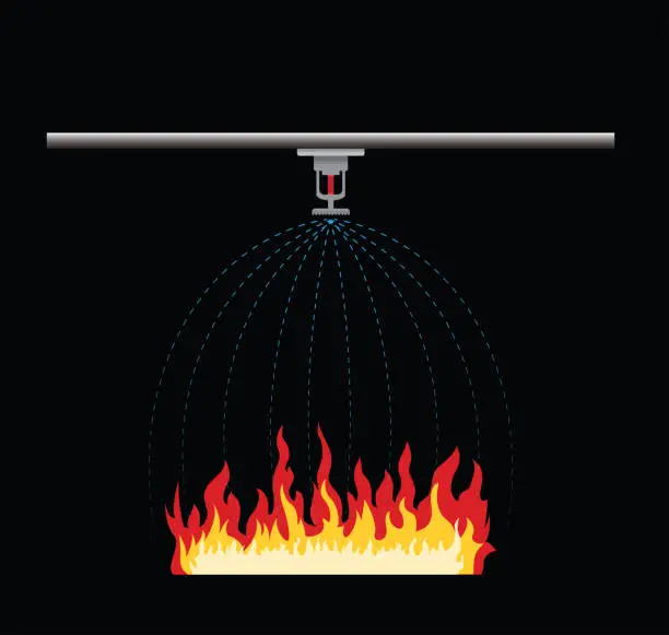 Vector illustration of fire sprinkler, safety, Life Safety Vector Illustration