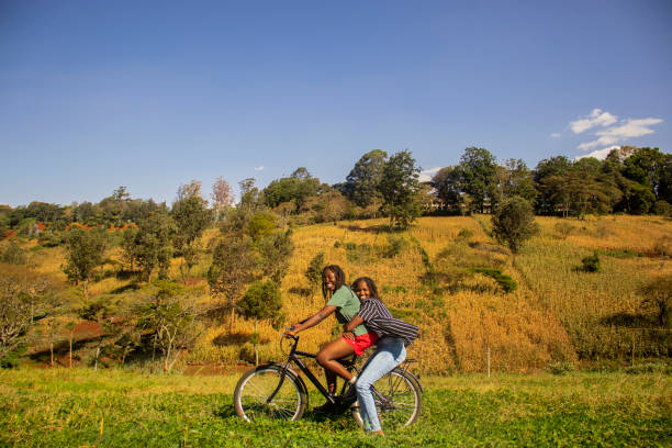 Free picture: A bicycle in a grassy green field with trees and bushes ...
