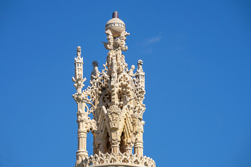 Close-up of the architectural figures of the castle of Colomares. Benalmadena. Malaga.
