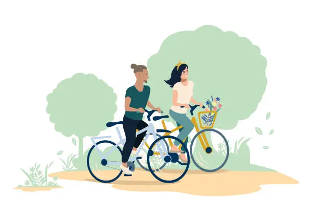 Vector illustration of People walking in the park