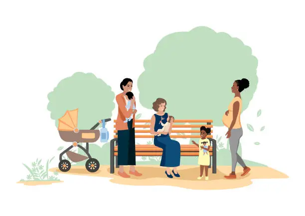 Vector illustration of People walking in the park
