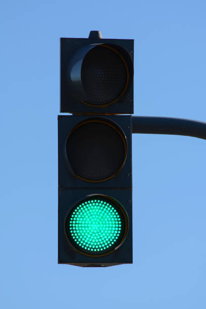 istock Traffic light with green light on, signal open to go ahead. 2027860524