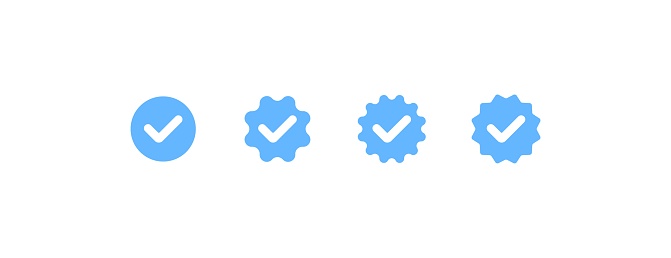 Checkmark in a circle icons set. Flat style. Vector icons