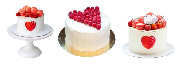 istock Beautiful cakes with hearts, strawberries, raspberries, macaroons and chocolate. Celebration ideas for loving hearts 2027907512