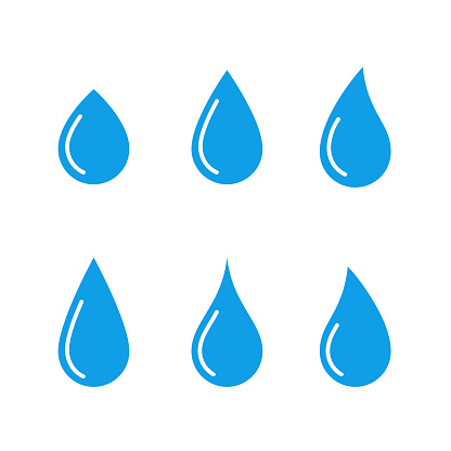 Vector water drop logo. Raindrop moisture droplet symbol blue water icon. Pure rain bubble liquid transparent splash icon