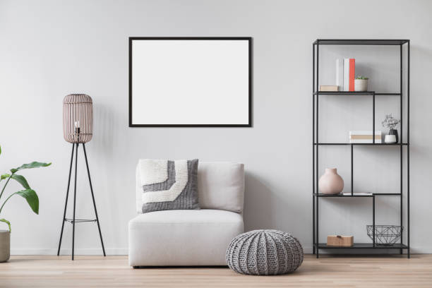 istock Artwork mockup in interior design. Blank picture frame on a wall. Landscape orientation 2027919878