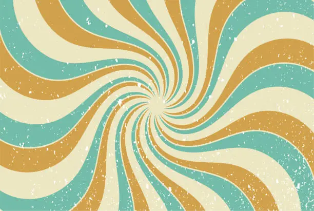 Vector illustration of Vintage Retro Swirl Wave Sun Background Vector