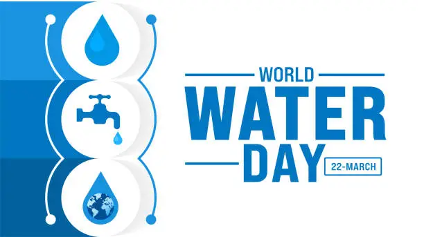 Vector illustration of 22 march is World Water Day background design template. World Water Day Save the water and ecology concept with vector abstract waterdrop background.