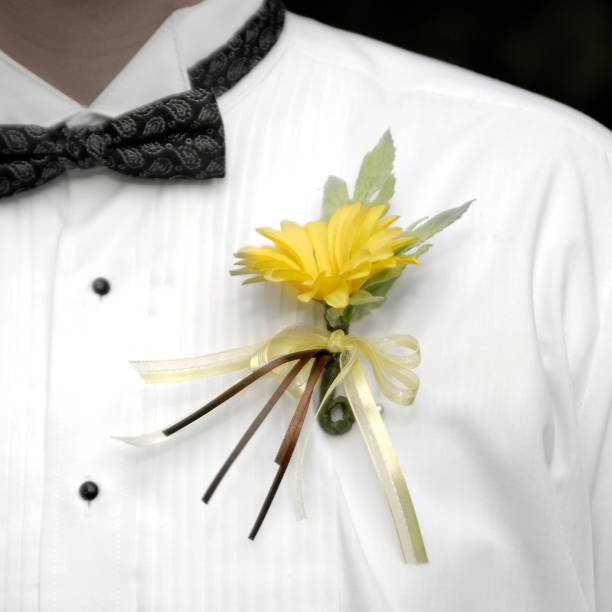 Man Wearing Formal Suit Tie and Flower