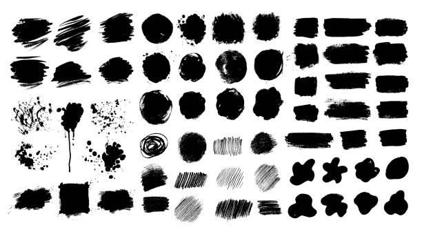 ilustrații de stoc cu grunge vector de mână elemente desenate - pensulă
