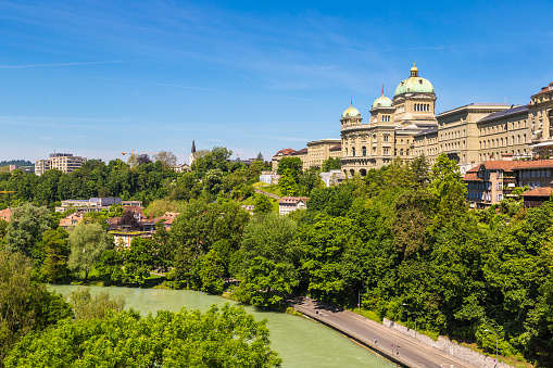 Federal palace of Switzerland in Bern in a beautiful summer day, Switzerland