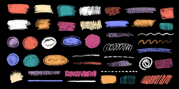 Vector collection of chalk drawn grunge design elements abstract  doodles