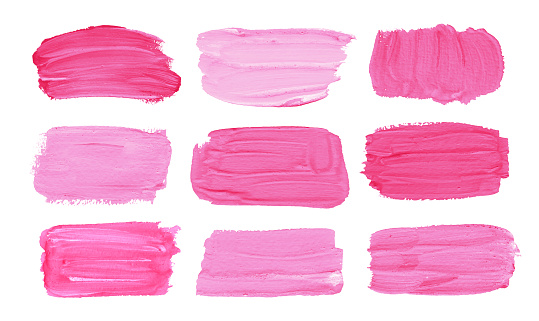 Vector collection of hand painted gouache and acrylic pink banners for backgrounds