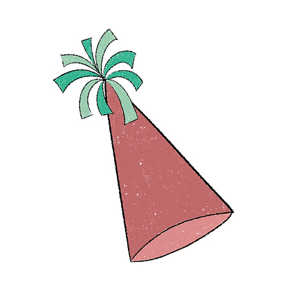 party hat. colorful festive hand drawn element