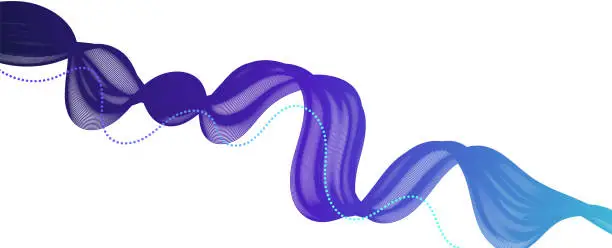 Vector illustration of Abstract blue, green and purple smooth flowing wave lines on a white background. Dynamic sound wave element design.