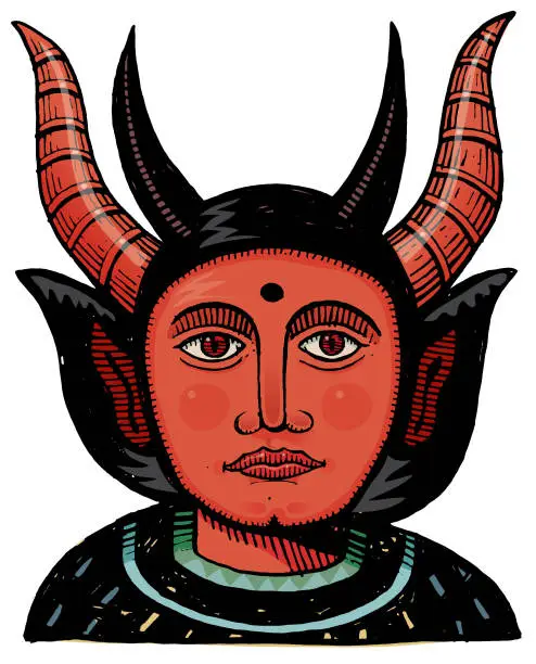 Vector illustration of Little grunge devil vector illustration