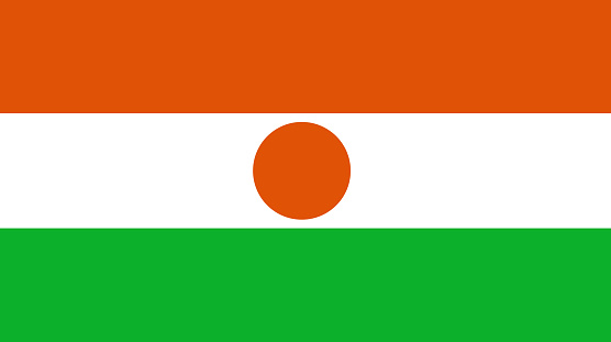 Flag of Niger. Niger flag. National symbol. Republic of Niger. African country. illustration of Niger flag