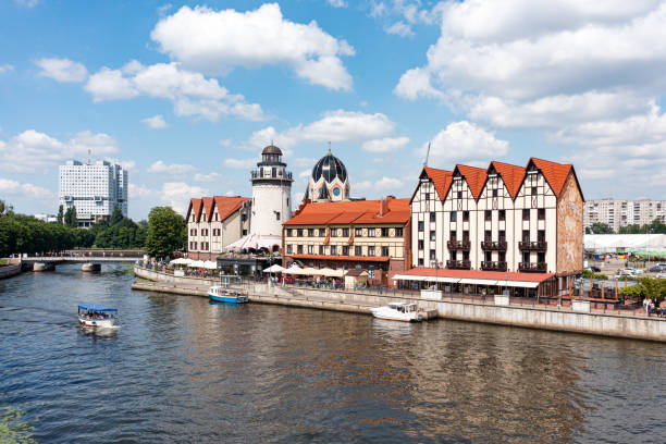 The Fishing Village in center of Kaliningrad. Travel destination. Aerial view The Fishing Village in center of Kaliningrad. Russian Travel destination. Aerial view fish village stock pictures, royalty-free photos & images