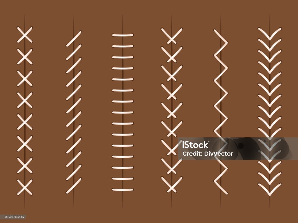 Stitching Effect Vector Ball Stitches Vector Set Stock Illustration - Download Image Now ...