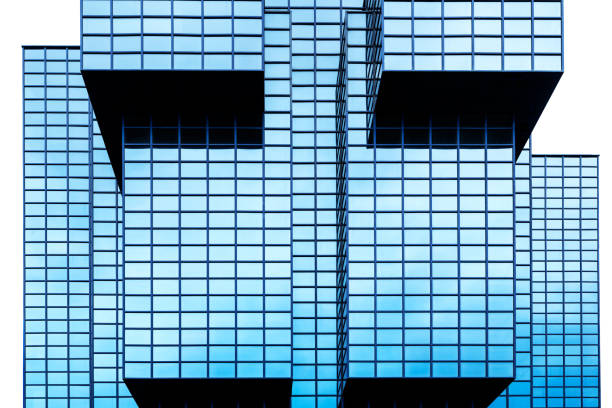 Close-up and abstract background of modern corporate building facade.