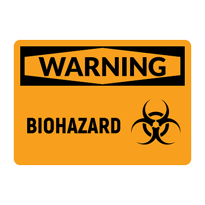 Biohazard caution waste sign. Biologic infectious symbol alert caution vector label logo sign