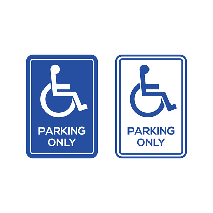 Disabled hadicap parking only sign. Special accessible traffic vector park symbol access pictogram