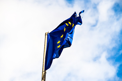 European Union flag on wind