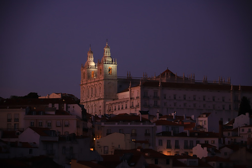 church igreja de sao vicente de fora in Alfama, Lisbon by night