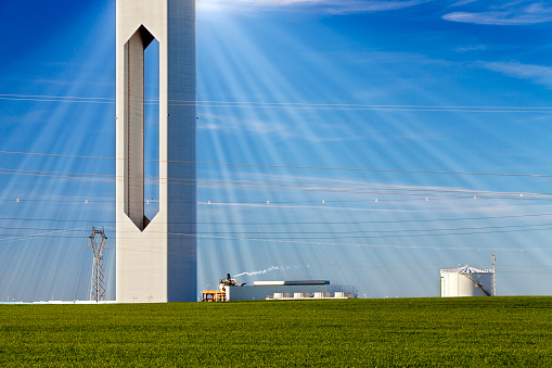 Tower of a solar plant, Seville, Spain