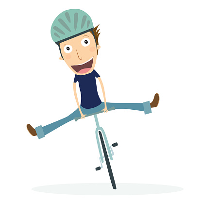 Man riding a bicycle. Vector Illustration.