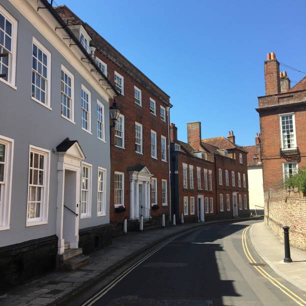 Chichester classical architecture and a bright blue sky