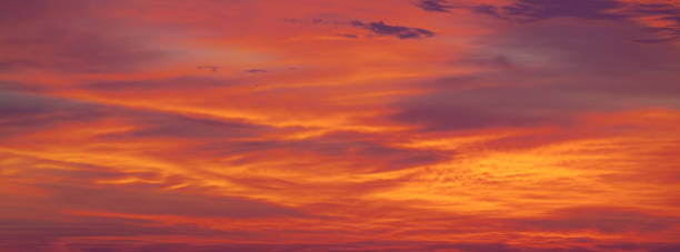 Burning Colorful Sky and Storm Clouds Background