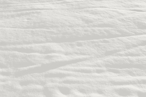 Only white snow, full frame. Texture of snow close-up. Pure snowy surface.