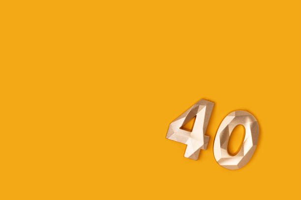istock Golden number fourty on a yellow background. 2028198498