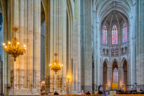 Interior of the Cathedral of St. Peter and St. Paul, Nantes, Pays de la Loire, France.