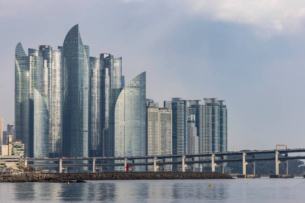 impressive gwangalli beach skyline in busan, south korea.