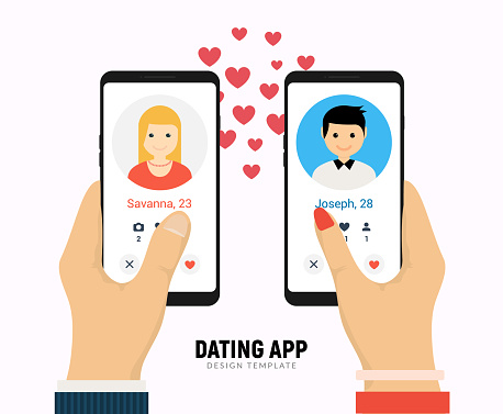 Dating app online mobile concept. Female male profile flat design. Couple match for relationship.