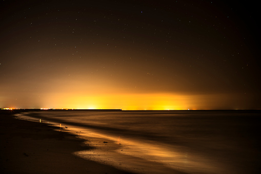 Light pollution in a moonless night, Punta del Moral, Ayamonte, Spain.