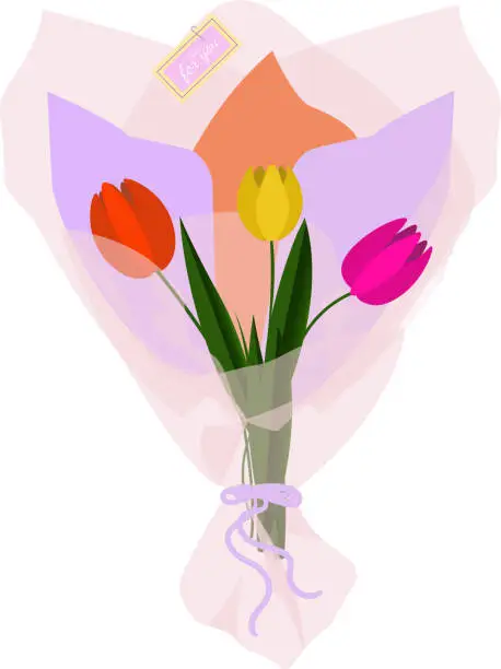 Vector illustration of Bouquet of tulips