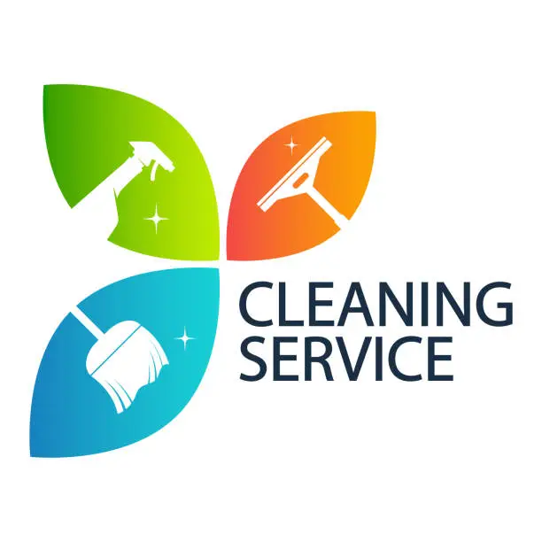 Vector illustration of Cleaning service sign with tool