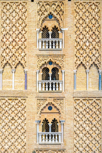 Detail from the south side of the Giralda Tower, Seville, Spain.