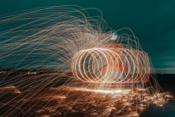 istock Abstract steel wool photography - spiral fire. 2028245711