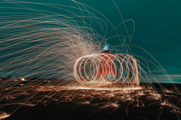 istock Abstract steel wool photography - spiral fire. 2028245716
