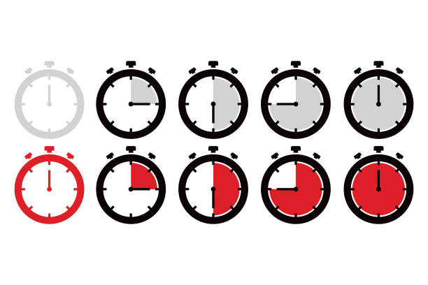 timer icon set vector design. - white background color image alarm clock deadline stock illustrations