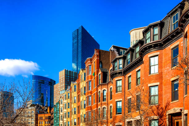 bay village - cortes street - マサチューセッツ州ボストン - boston back bay residential district house ストックフォトと画像